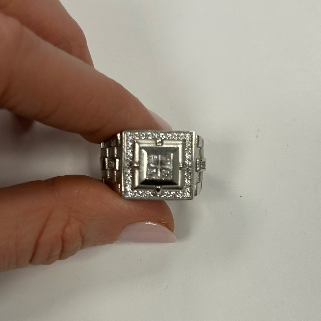 Suzy Levian Unisex Sterling Silver White Cz Ring Size #9.5 Sample